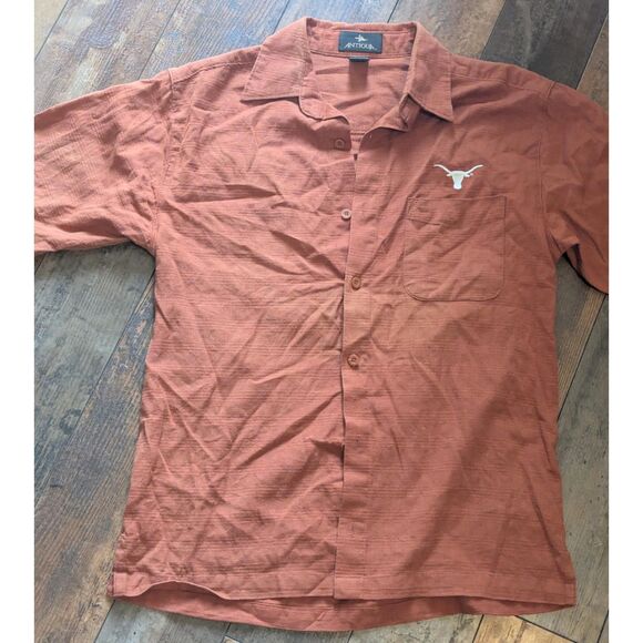 Antigua University of Texas Longhorns Button-Down Shirt Size S Burnt Orange - Picture 1 of 4